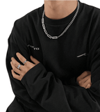 Men's jewelry featuring a stylish dual design necklace chain worn with a black sweatshirt