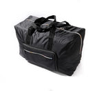 Black nylon duffle bag for travel and gym use