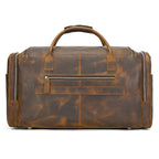 Brown leather duffle bag, perfect for travel and weekend getaways