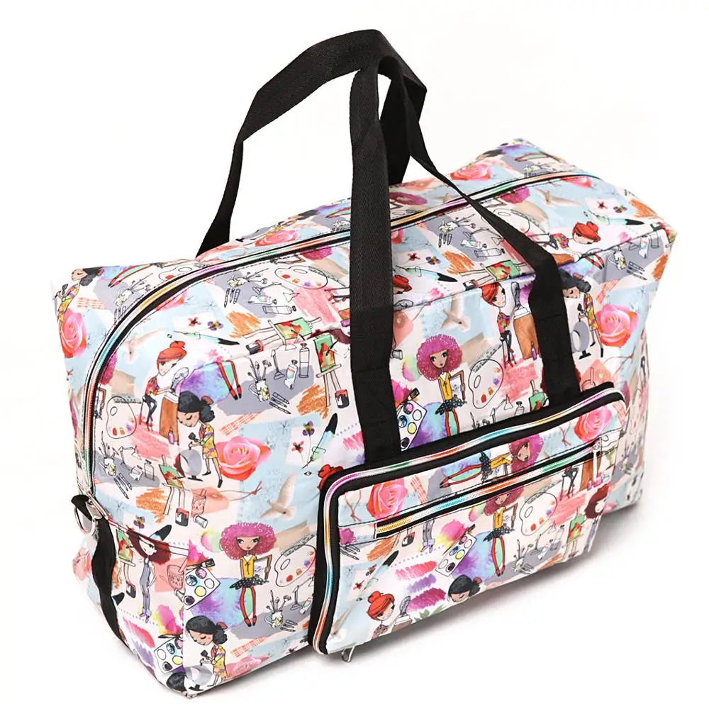 Colorful printed duffle bag, perfect for travel and gym use