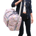 Colorful canvas duffle bag for travel with fun graphic design
