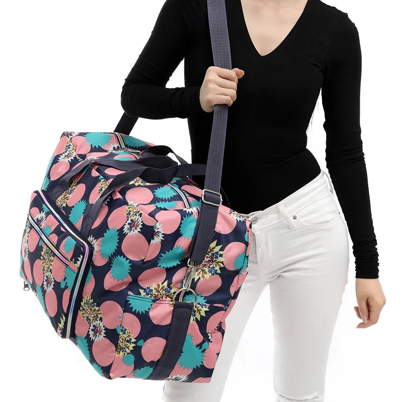 Colorful pineapple print duffle bag for travel and gym