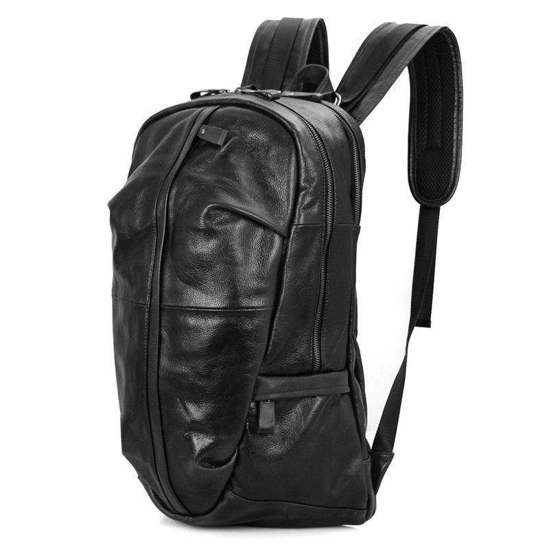 Sleek black durable travel backpack for men with padded shoulder straps and multiple compartments