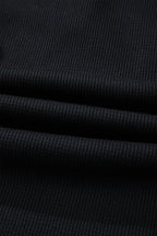 Denim Waffle Knit Contrast Trim Polo Dress