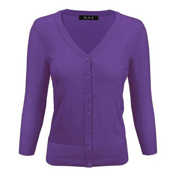 V-Neck Button Down Knit Cardigan Sweater - VacationGrabs