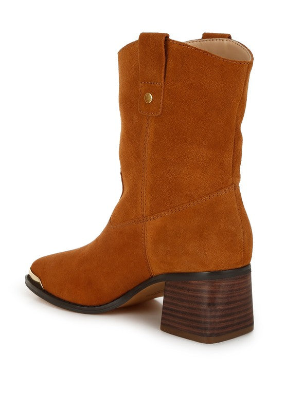 Women's Shoes - BootsEmberly Suede Square Toe Ankle Boots - VacationGrabs