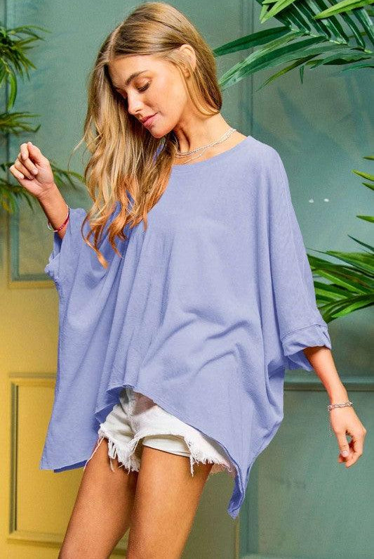 Women's Sweaters Solid Round Neck Loose Fit Kimono Sleeve Sweater