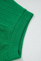 Cable Knit Textured V-Neck Short Sleeve T-Shirt