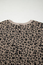 Plus Size Leopard Textured Short Sleeve T-Shirt