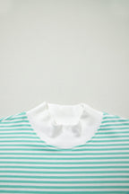 Stripe Oversized Mock Neck Sweatshirt & Shorts Set