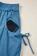 Smocked High Waist Drawstring Pocket Jogger Pants