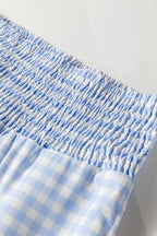 Gingham Plaid Smocked High Waist Pants