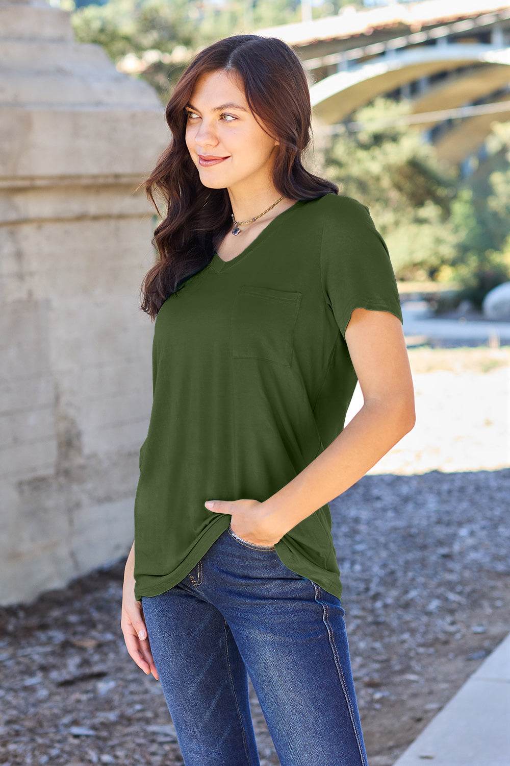 Basic Bae Full Size V-Neck Short Sleeve T-Shirt - VacationGrabs
