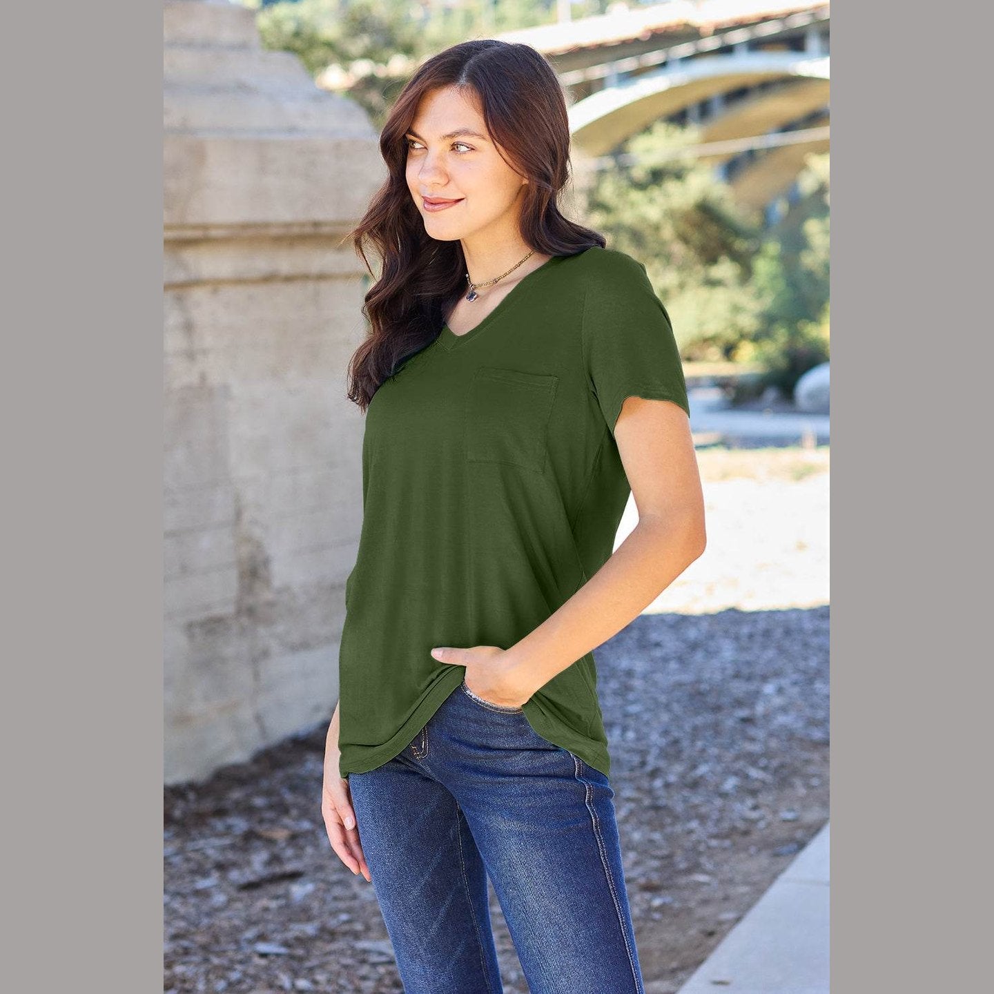 Basic Bae Full Size V-Neck Short Sleeve T-Shirt - VacationGrabs