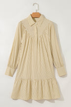 Stripe Collared Cuff Long Sleeve Mini Dress