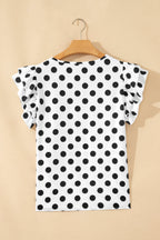 Polka Dot Ruffle Short Sleeve Blouse