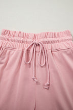 Solid Tee & Wide Leg Raw Hem Pants Set