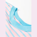 Pink Stripe Oversized Contrast Trim Exposed Seam High Low T