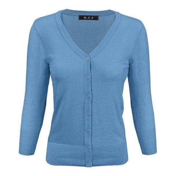 V-Neck Button Down Knit Cardigan Sweater - VacationGrabs