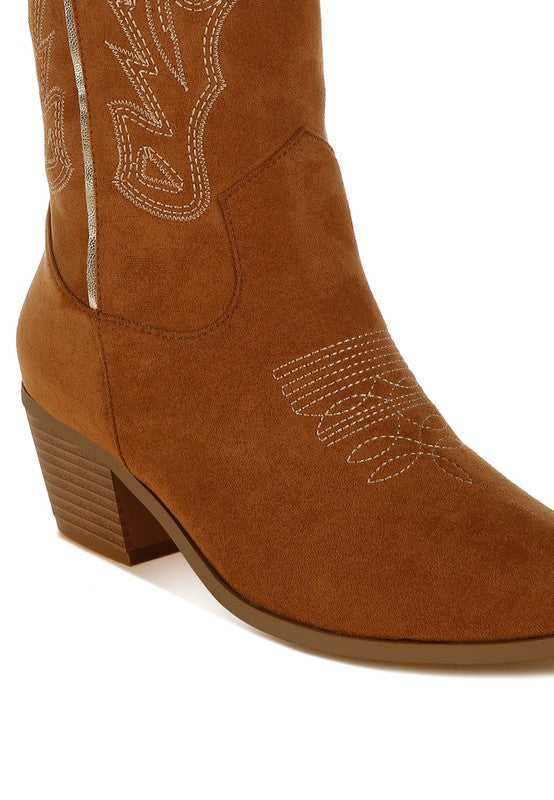 Women's Shoes - BootsMae Embroidery Detail Cowboy Boots - VacationGrabs