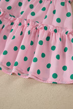 Polka Dot V-Neck Ruffle Tiered Babydoll Blouse
