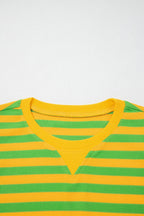 Stripe Puff Sleeve T-Shirt & Drawstring Shorts Set