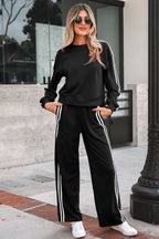 Varsity Stripe Crewneck Pullover & Sweatpants Set