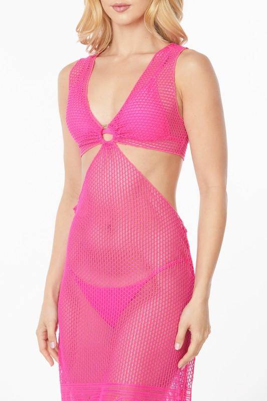 Swimwear - Relaxing Crochet With Tinsel Bottom Mid Cutout - VacationGrabs
