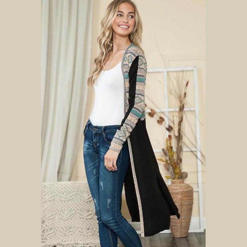 Mixed Tribal Maxi Cardigan Sweater - VacationGrabs