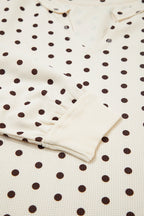 Polka Dot Waffle Knit Top and Pants Lounge Set