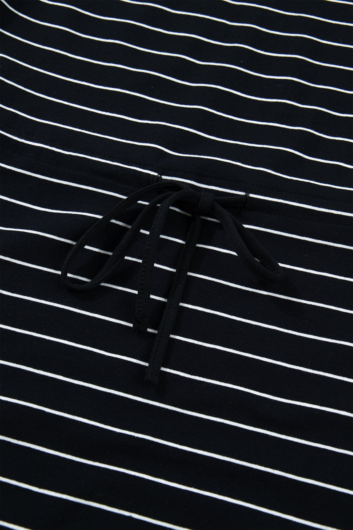Stripe Drawstring Waist Pocketed Mini Dress