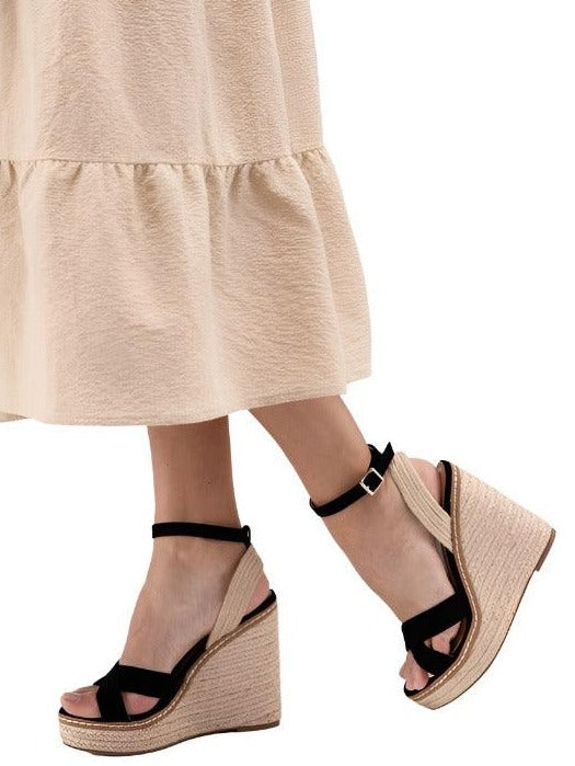 Women's Shoes - Sandals Ankle Strap Espadrille Platform Wedge Sandals