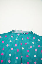 Polka Dot Mesh Bodycon Mock Neck Top