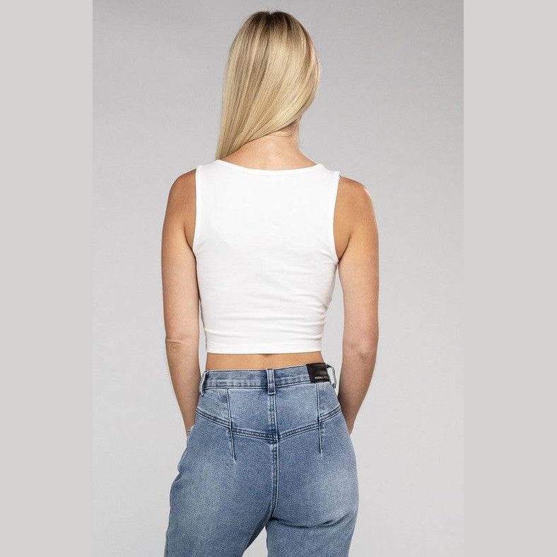 Cotton Square Neck Cropped Cami Top - VacationGrabs