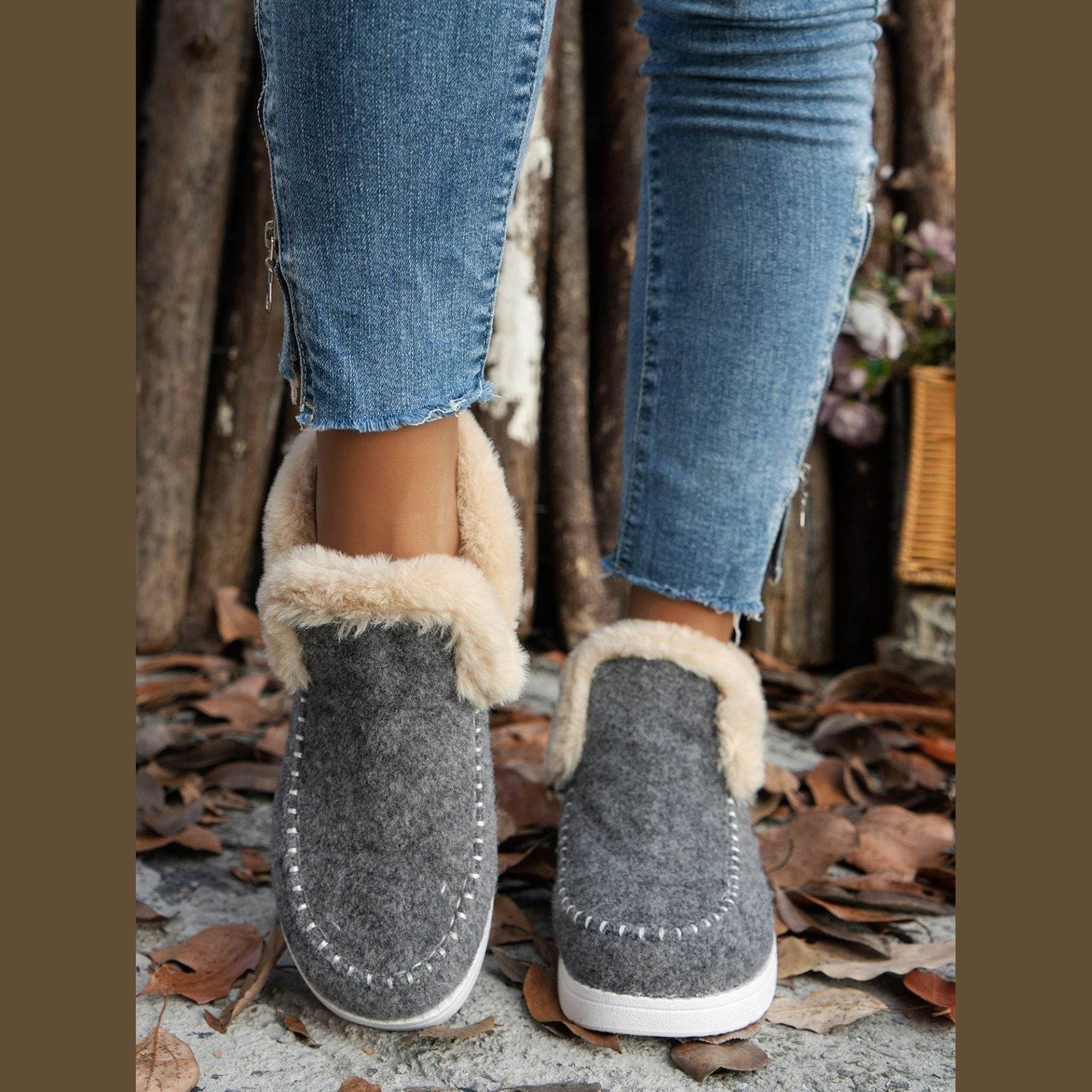 Furry Suede Round Toe Flat Sneakers - VacationGrabs