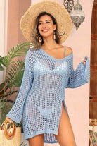 Crochet Side Split Beach Coverups Swimwear Dress - VacationGrabs