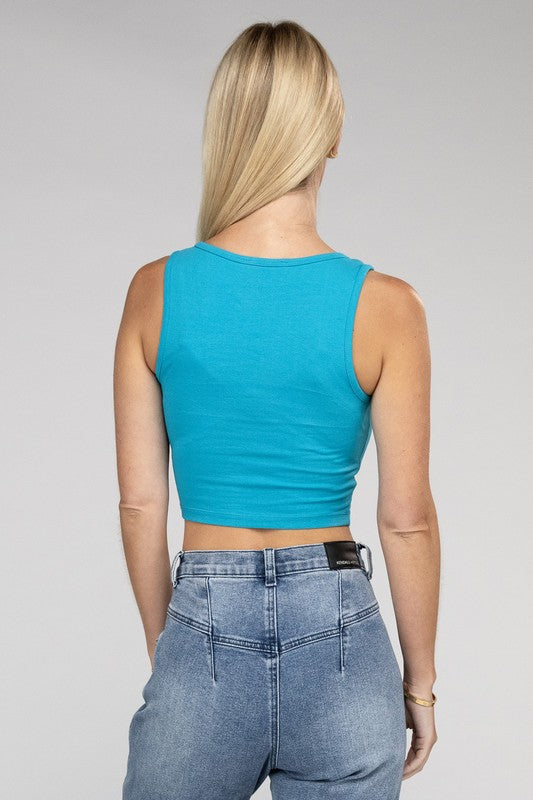 Women's Shirts - Cropped TopsCotton Square Neck Cropped Cami Top - VacationGrabs