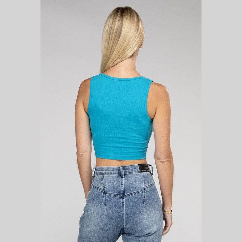Cotton Square Neck Cropped Cami Top - VacationGrabs