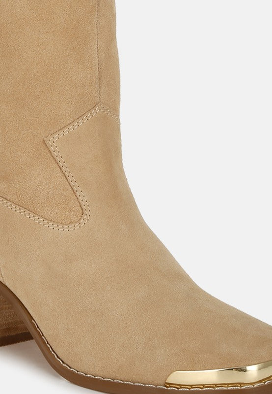 Women's Shoes - BootsEmberly Suede Square Toe Ankle Boots - VacationGrabs