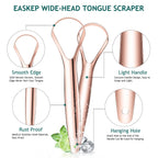 VacationGrabs tongue scraper 2 pack for oral hygiene with smooth edge rust proof stainless steel handles