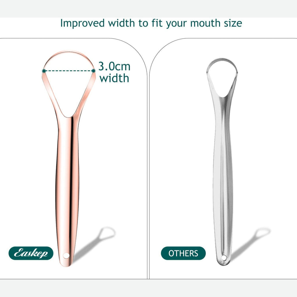 VacationGrabs tongue scraper 2 pack for oral hygiene with improved 3 cm width for better mouth fit