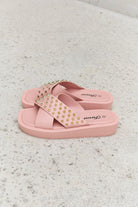 Women's Shoes - Sandals Studded Cross Strap Sandals in Blush