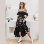 High-Low Off-Shoulder Dress - VacationGrabs