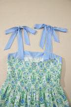 Floral Geometric Stripe Patchwork Sleeveless Dress