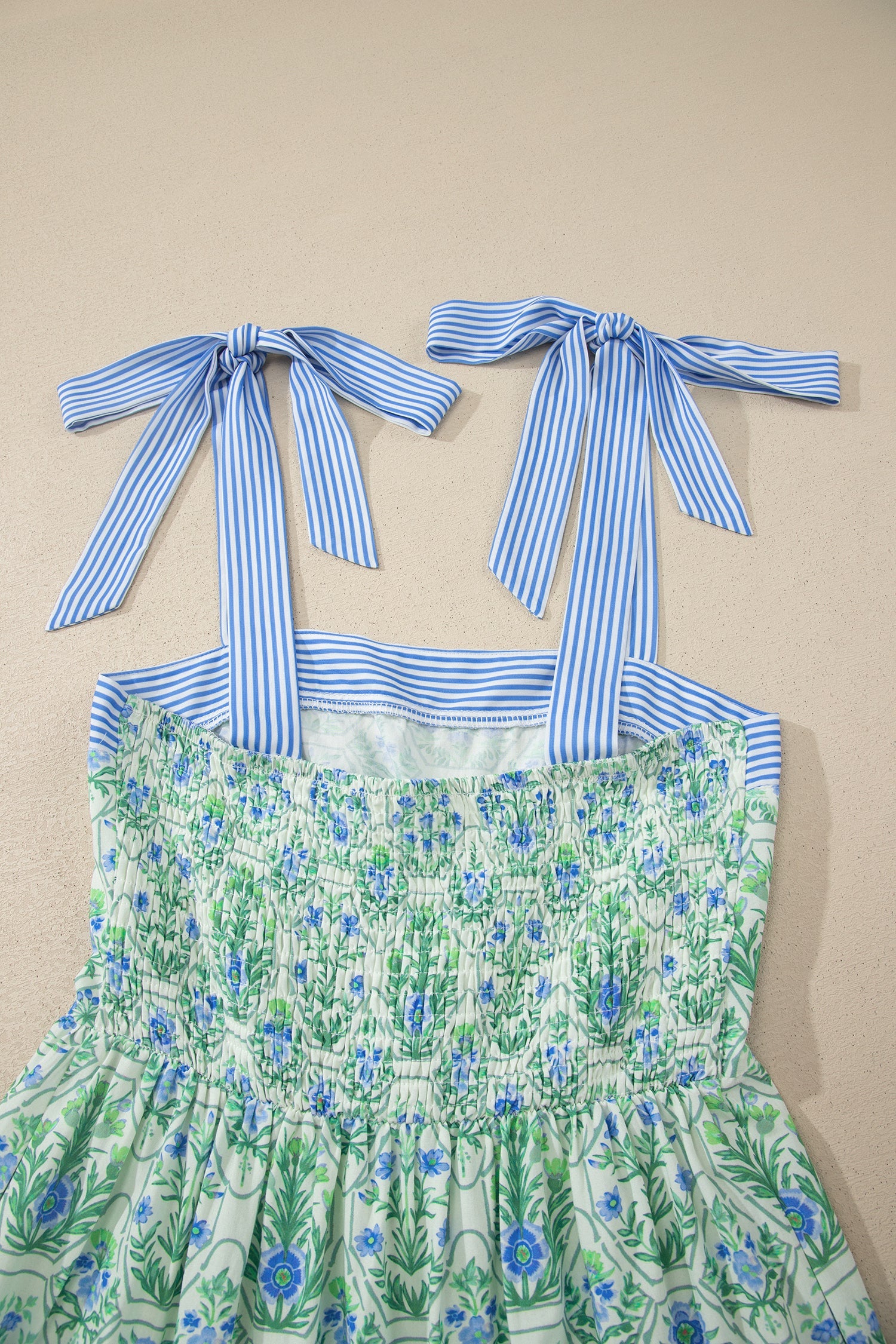 Floral Geometric Stripe Patchwork Sleeveless Dress