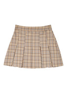 Women's SkirtsBeige Check Plaid Pleated Mini Skirt - VacationGrabs