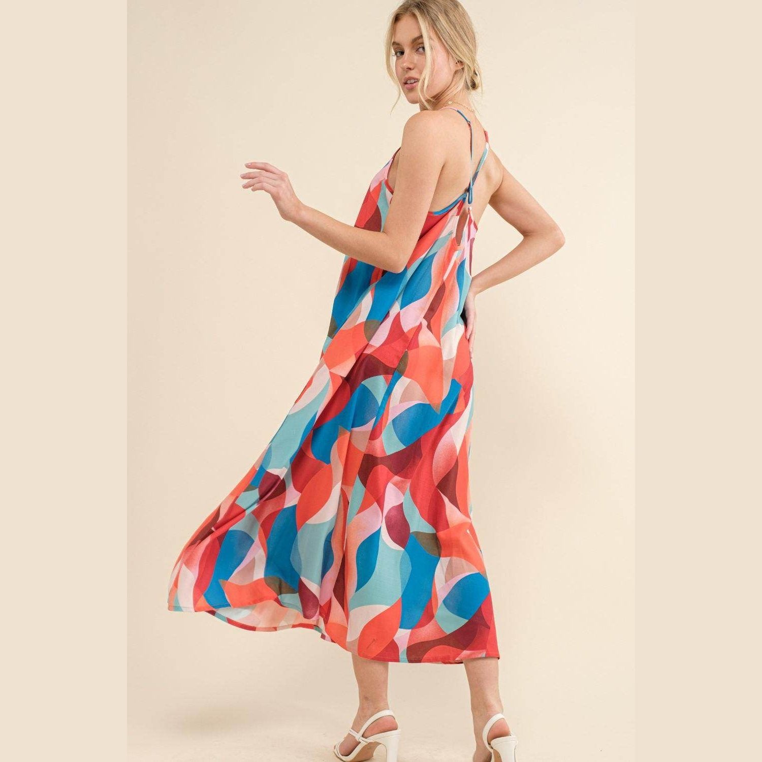 And the Why Printed Crisscross Back Cami Dress - VacationGrabs