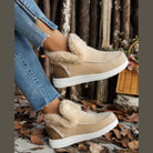 Furry Suede Round Toe Flat Sneakers - VacationGrabs
