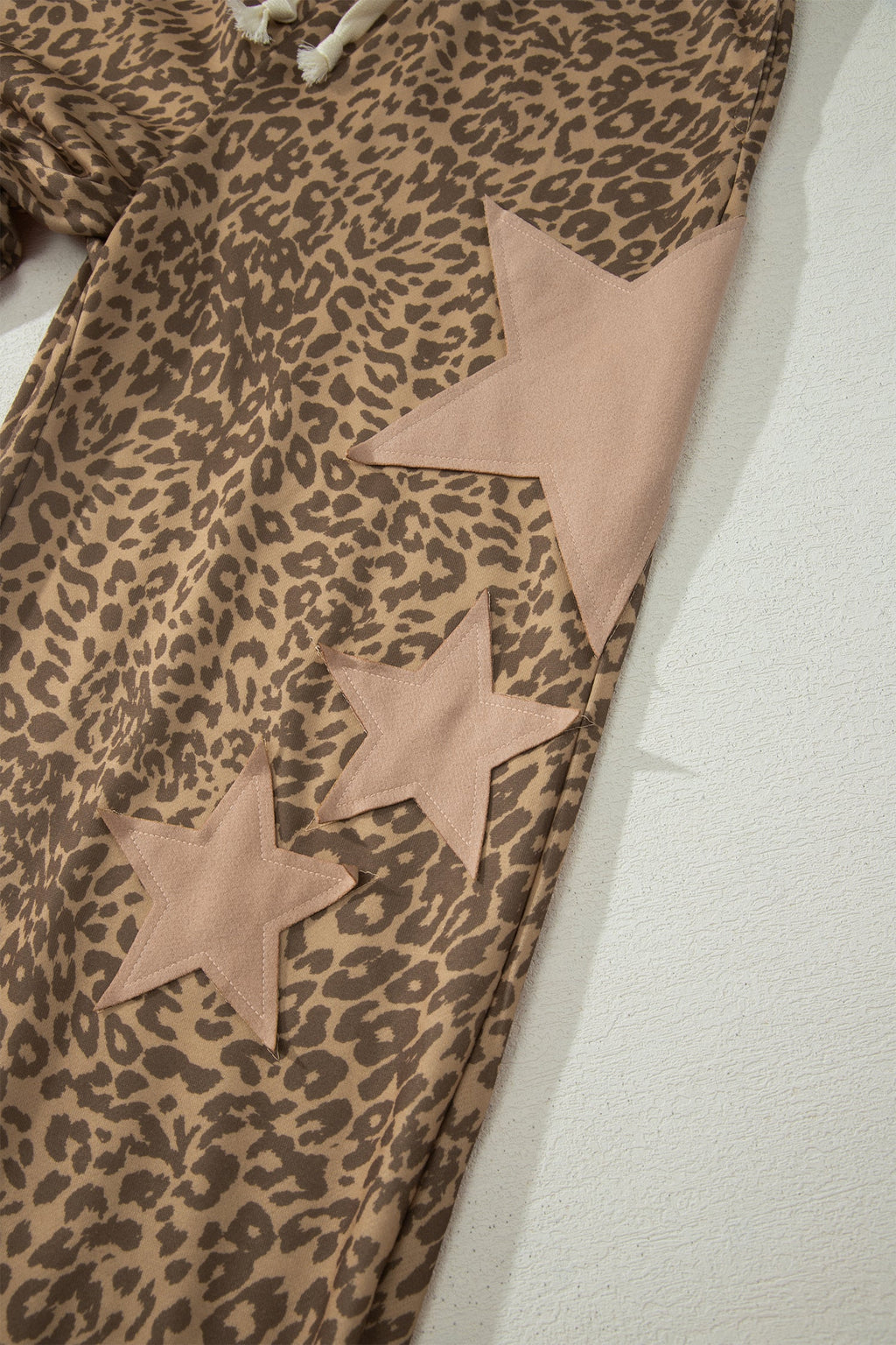Leopard Star Patch Drawstring Jogger Pants