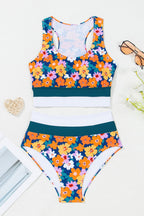 Floral Racerback Cutout High Waist Bikini Set